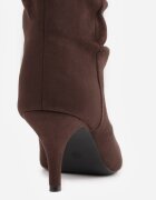 ideal Botine cu toc subțire din piele întoarsă ecologică cu carâmb fronsat și șnur decorativ Simia Maro