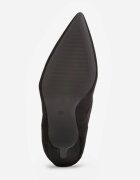 ideal Botine cu toc subțire din piele întoarsă ecologică cu carâmb fronsat și șnur decorativ Simia Negre