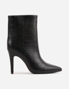 ideal Botine elegante cu toc cui decorate cu embosare care imită pielea de crocodil Raclus Negre