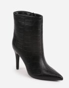 ideal Botine elegante cu toc cui decorate cu embosare care imită pielea de crocodil Raclus Negre