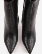 ideal Botine elegante cu toc cui decorate cu embosare care imită pielea de crocodil Raclus Negre