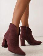 ideal Botine elegante pe toc gros cu carâmb cu decupaj în formă de V Calvori Bordo