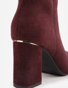 ideal Botine elegante pe toc gros cu carâmb cu decupaj în formă de V Calvori Bordo