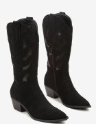 ideal Botine negre cowboy cu toc conic cu model geometric Lativia