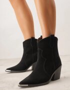 ideal Botine Negre Cowboy din Piele Naturală Decorate cu Vârf Metalic Saberra