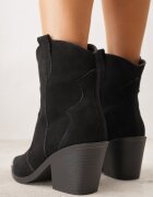 ideal Botine Negre Cowboy din Piele Naturală Decorate cu Vârf Metalic Saberra