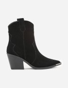 ideal Botine Negre Cowboy din Piele Naturală Decorate cu Vârf Metalic Saberra
