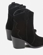 ideal Botine Negre Cowboy din Piele Naturală Decorate cu Vârf Metalic Saberra