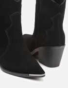ideal Botine Negre Cowboy din Piele Naturală Decorate cu Vârf Metalic Saberra
