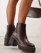 ideal Botine pe platformă și toc gros cu finisaj minimalist Irais Maro