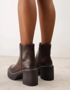 ideal Botine pe platformă și toc gros cu finisaj minimalist Irais Maro