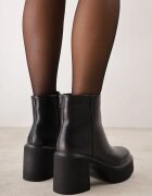 ideal Botine pe platformă și toc gros cu finisaj minimalist Irais Negre