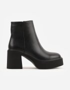 ideal Botine pe platformă și toc gros cu finisaj minimalist Irais Negre