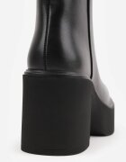 ideal Botine pe platformă și toc gros cu finisaj minimalist Irais Negre
