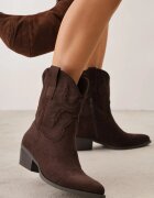 ideal Ciocate cu toc conic jos cu carâmb decorat cu broderie Vross Maro