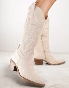 ideal Cizme Bej Clasice Stil Cowboy din Imitație de Piele Întoarsă Rilona