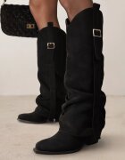 ideal Cizme Cowboy Negre pe toc conic cu carâmb răsfrânt și cataramă Naletea