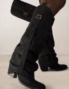 ideal Cizme Cowboy Negre pe toc conic cu carâmb răsfrânt și cataramă Naletea