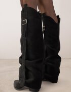 ideal Cizme Cowboy Negre pe toc conic cu carâmb răsfrânt și cataramă Naletea