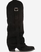 ideal Cizme Cowboy Negre pe toc conic cu carâmb răsfrânt și cataramă Naletea
