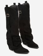 ideal Cizme Cowboy Negre pe toc conic cu carâmb răsfrânt și cataramă Naletea