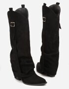 ideal Cizme Cowboy Negre pe toc conic cu carâmb răsfrânt și cataramă Naletea