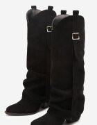 ideal Cizme Cowboy Negre pe toc conic cu carâmb răsfrânt și cataramă Naletea