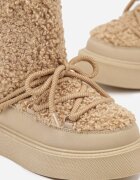 ideal Cizme de zăpadă bej închis decorate cu blăniță în stil de miel Allero