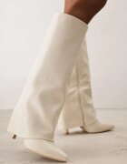 ideal Cizme elegante cu toc stiletto și gambă netedă care imită o crac de pantaloni Eilany Bej