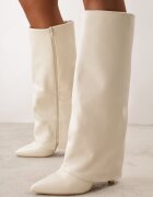 ideal Cizme elegante cu toc stiletto și gambă netedă care imită o crac de pantaloni Eilany Bej