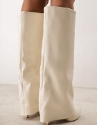 ideal Cizme elegante cu toc stiletto și gambă netedă care imită o crac de pantaloni Eilany Bej