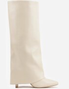 ideal Cizme elegante cu toc stiletto și gambă netedă care imită o crac de pantaloni Eilany Bej