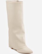 ideal Cizme elegante cu toc stiletto și gambă netedă care imită o crac de pantaloni Eilany Bej
