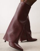 ideal Cizme elegante cu toc stiletto și gambă netedă care imită o crac de pantaloni Eilany Bordo