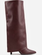 ideal Cizme elegante cu toc stiletto și gambă netedă care imită o crac de pantaloni Eilany Bordo