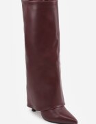 ideal Cizme elegante cu toc stiletto și gambă netedă care imită o crac de pantaloni Eilany Bordo