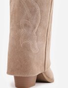 ideal Cizme în stil cowboy cu carâmb care imită o crac de pantaloni pe toc conic Sone Bej închis