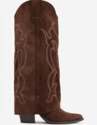 ideal Cizme în stil cowboy cu carâmb care imită o crac de pantaloni pe toc conic Sone Maro