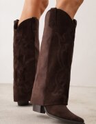 ideal Cizme în stil cowboy cu carâmb care imită o crac de pantaloni pe toc conic Sone Maro