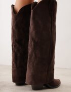 ideal Cizme în stil cowboy cu carâmb care imită o crac de pantaloni pe toc conic Sone Maro