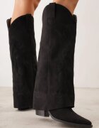ideal Cizme în stil cowboy cu carâmb care imită o crac de pantaloni pe toc conic Sone Negre