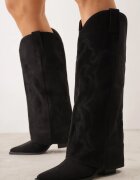 ideal Cizme în stil cowboy cu carâmb care imită o crac de pantaloni pe toc conic Sone Negre