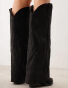 ideal Cizme în stil cowboy cu carâmb care imită o crac de pantaloni pe toc conic Sone Negre