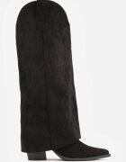 ideal Cizme în stil cowboy cu carâmb care imită o crac de pantaloni pe toc conic Sone Negre