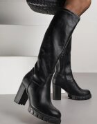 ideal Cizme Negre Clasice cu toc gros cu carâmb ajustat Lattinea