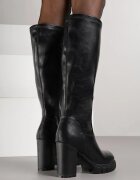 ideal Cizme Negre Clasice cu toc gros cu carâmb ajustat Lattinea