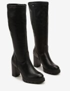 ideal Cizme Negre Clasice cu toc gros cu carâmb ajustat Lattinea