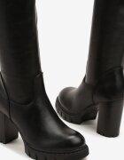 ideal Cizme Negre Clasice cu toc gros cu carâmb ajustat Lattinea