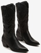 ideal Cizme Negre Cowboy cu toc cu carâmb embosat Latuella