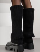 ideal Cizme Negre cu Talpă Groasă cu Manșetă Tricotată Răsfrântă Fenisana